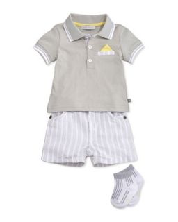 Little Man Polo, Shorts & Sock Set, 3 12 Months
