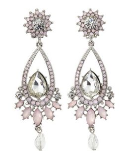 Sunburst Tiered Crystal Hoop Drop Earrings, Pink