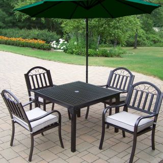 Oakland Living Rochester 40 x 40 in. Patio Dining Set with Cantilever Umbrella
