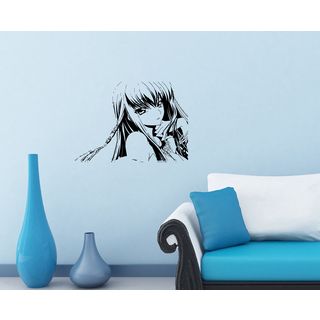 Japanese Manga Long Hair Girl Vinyl Decal Sticker (Glossy blackEasy to apply, instructions includedDimensions: 25 inches wide x 35 inches long )