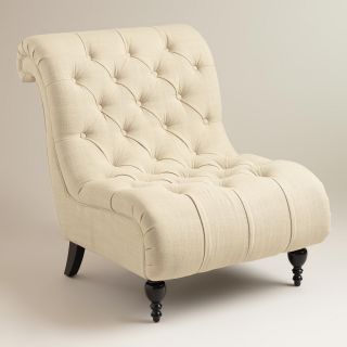 Linen Tufted Devon Slipper Chair   World Market