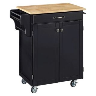 Kitchen Cart: Cart with Wood Top   Black/Natural