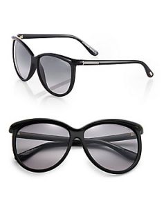 Tom Ford Eyewear Josephine Oversized Cats Eye Sunglasses   Black
