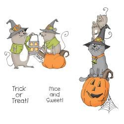 Art Impressions Halloween Cling Rubber Stamp Set : Mice And Sweet