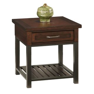 Cabin Creek End Table (ChestnutMaterials: Poplar solids and mahogany veneersFinish: Multi step chestnut Dimensions: 24 inches high x 23.75 inches wide x 26 inches deepNumber of shelves: One (1) Number of drawers/compartments: One (1) Model: 5411 20Assembl