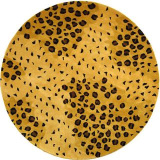 Handmade Soho Leopard print Gold/ Black N. Z. Wool Rug (8 Round) (GoldPattern: AnimalMeasures 0.625 inch thickTip: We recommend the use of a non skid pad to keep the rug in place on smooth surfaces.All rug sizes are approximate. Due to the difference of m