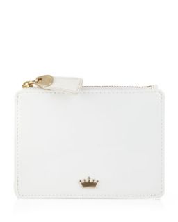 Leather Coin Purse with Key Chain, White