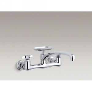 Kohler K 7856 3 CP Clearwater Two Handle Wall Mounted Kitchen Faucet with Soap D