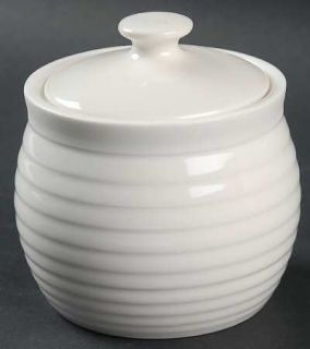 Sango Rio Accessories  Sugar Bowl & Lid, Fine China Dinnerware   All White, Embo