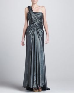 Braided Shoulder Metallic Gown, Solstice
