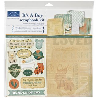 Its A Boy Scrapbook Page Kit 12inx12in
