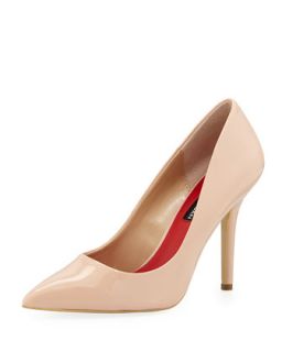 Polly Patent Pointed Toe Pump, Nude