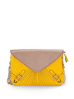 The Maria Colorblock Leather Shoulder Bag   Sunny
