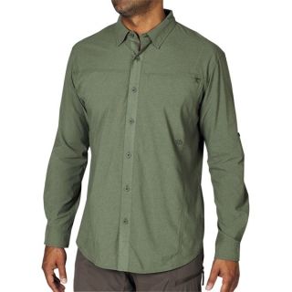 ExOfficio Dryfly Flex Shirt   UPF 30+  Button Front  Long Sleeve (For Men)   SEAWEED (XL )