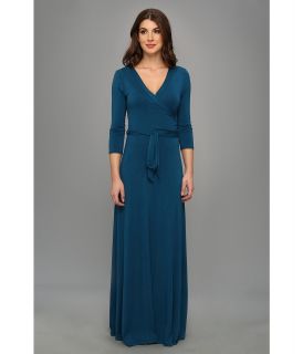 Christin Michaels Molly Wrap Maxi Dress W/Tie Belt Womens Dress (Blue)