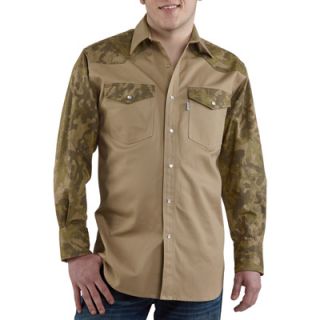 Carhartt Ironwood Snap Front Twill Work Shirt   Khaki/Camo, 3XL, Model# S209
