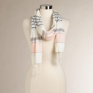 Pink Ruched Striped Scarf   World Market