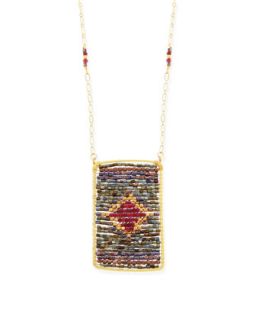 Seed Beaded Rectangle Pendant Necklace