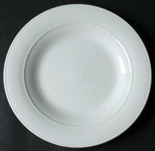 Crate & Barrel China Halo Dinner Plate, Fine China Dinnerware   All White,Rimmed